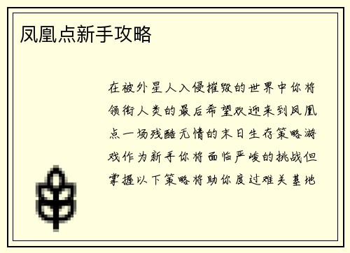凤凰点新手攻略